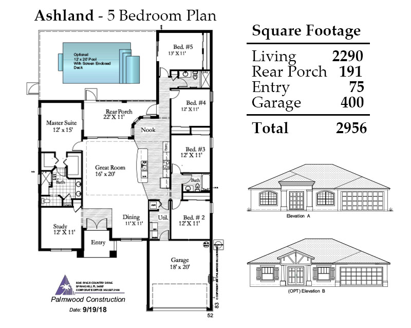 Ashland 5 Bedroom Floorplan and Square Footage