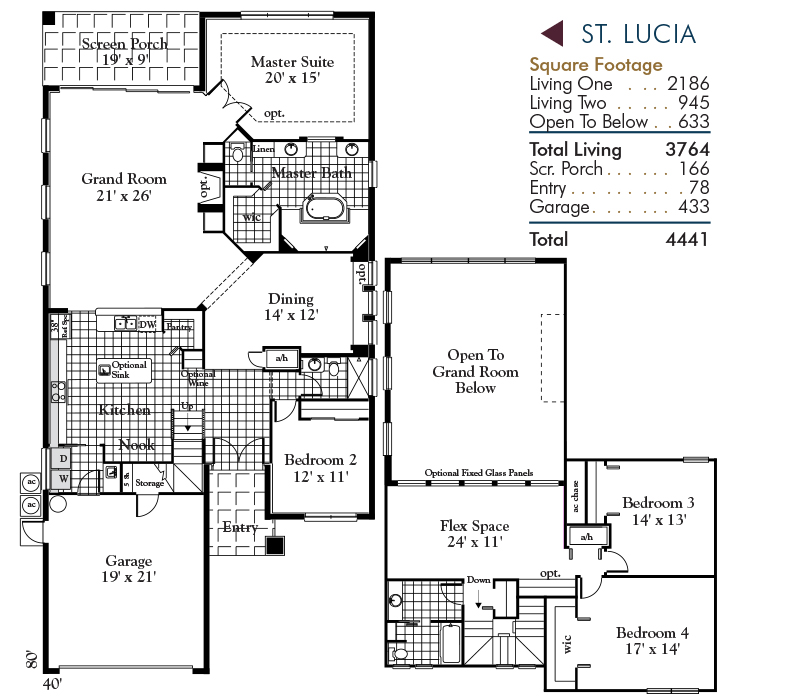 St. Lucia Floorplan and Square Footage
